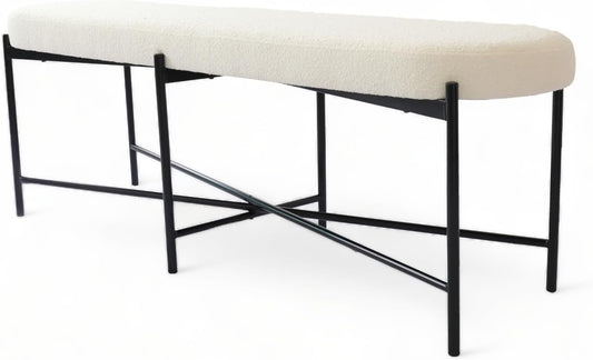 54” upholstered Boucle Accent Ottoman Bench for entryway, Living Rooms, lounges, bedrooms-White Boucle