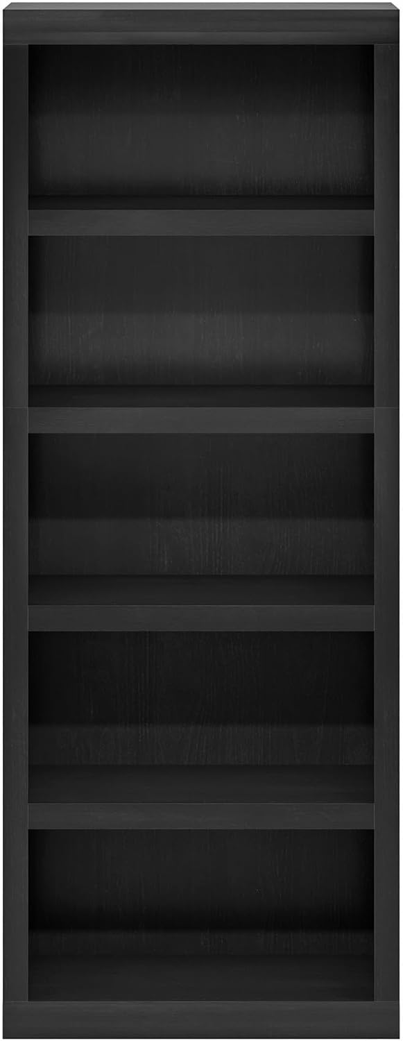 Furinno Rail 5-Tier Open Shelf Bookcase with Classic Style Edges, Blackwood