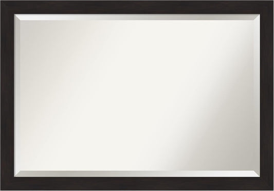 Amanti Art Brown Wall Mirror 28x40 Furniture Espresso Narrow Rectangle Bathroom Mirror for Wall Decor Living Room, Large Casual Frame, Hangs Horizonally and Vertically, Bathroom Decor, Beveled Edge