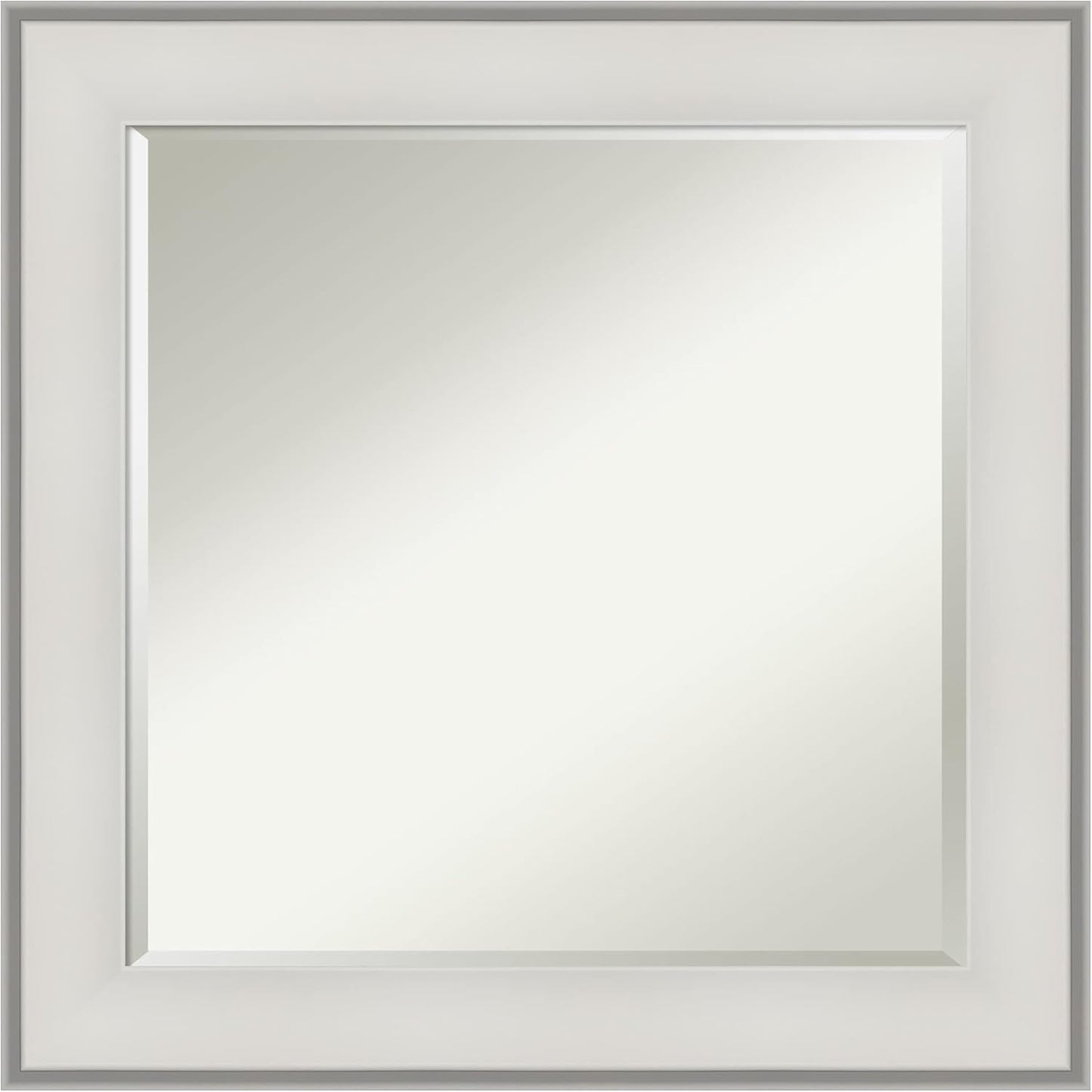 Amanti Art White Bathroom Mirror for Over Sink, 25x25 Imperial White Square Vanity Mirror, Medium Traditional Frame, Hangs Horizonally and Vertically, Bathroom Wall Decor, Beveled Edge from WI, USA