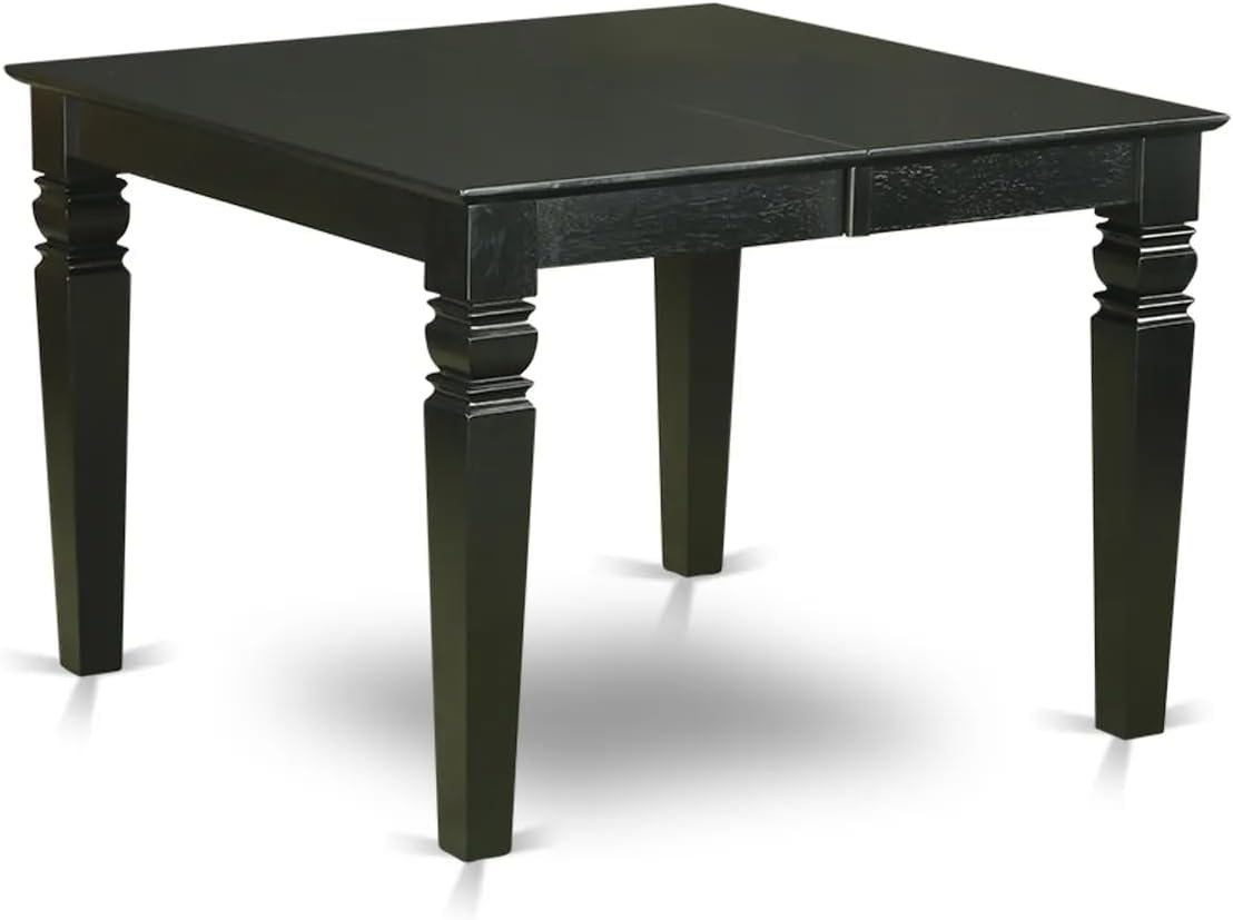 East West Furniture WEDA7-BLK-29 7 Piece Dining Table Set Includes a Rectangle Kitchen Table with Butterfly Leaf and 6 Polyester Fabric Padded Chairs, 42x60 Inch, Black