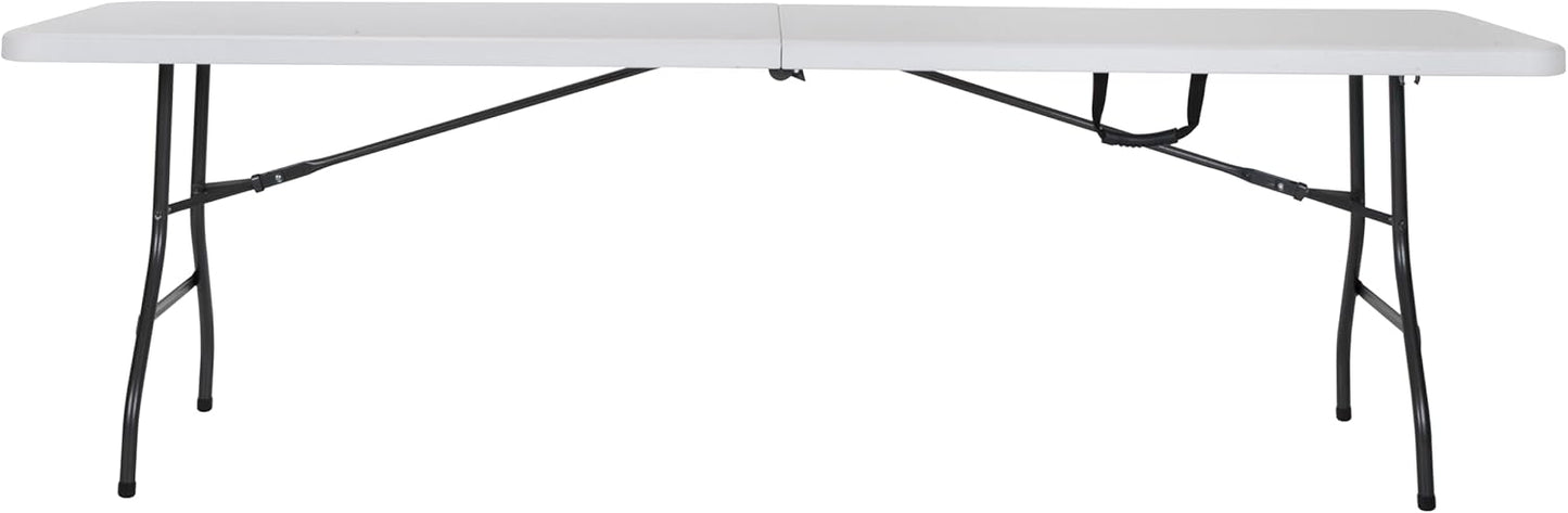 COSCO Fold-in-Half Banquet Table w/Handle, 8ft, White