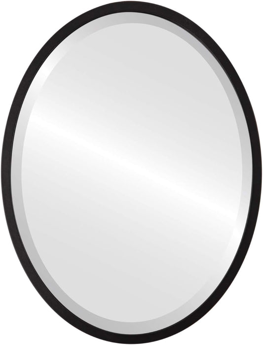 OVALCREST - Oval Wooden Beveled Wall Mirror for Home Decor, Bathroom, Vanity, Bedroom, Living Room, Hallway - London Style (Matte Black) 13.1 x 17.1