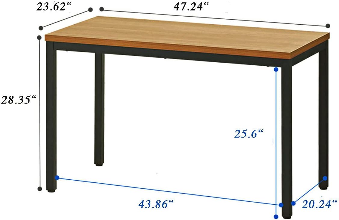 Boardest Modern Simple Computer Desk, 48 inch Vintage Office Desk Computer Table, Study Writing Study Desk Workstation for Home Office, Walnut and Black(48x24 Inches,)