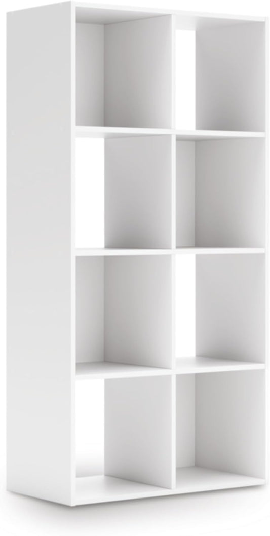 Signature Design by Ashley Onita Modern 4-Tier Floor Standing 8 Cube Organizer for Living Room, White