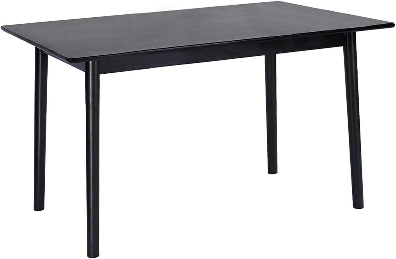 DELAVIN 59" Large Solid Wood Dining Table for 4-6 People, Mid Century Modern Oak Dining Room Table, Farmhouse Rectangular Kitchen Table for Dining Room, Living Room, Easy Assembly, Black