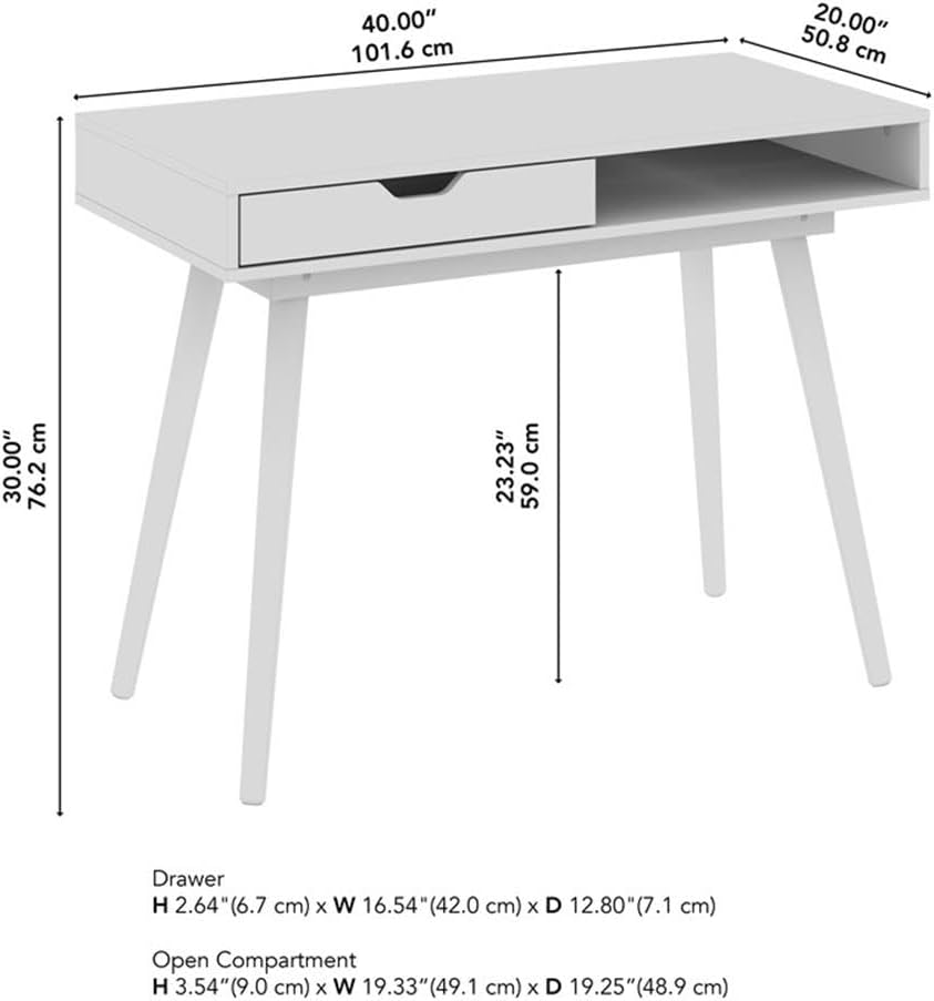 Bush Furniture Nora 40W Writing Desk in Natural Oak | Computer Table for Home Office Workspace or Entryway