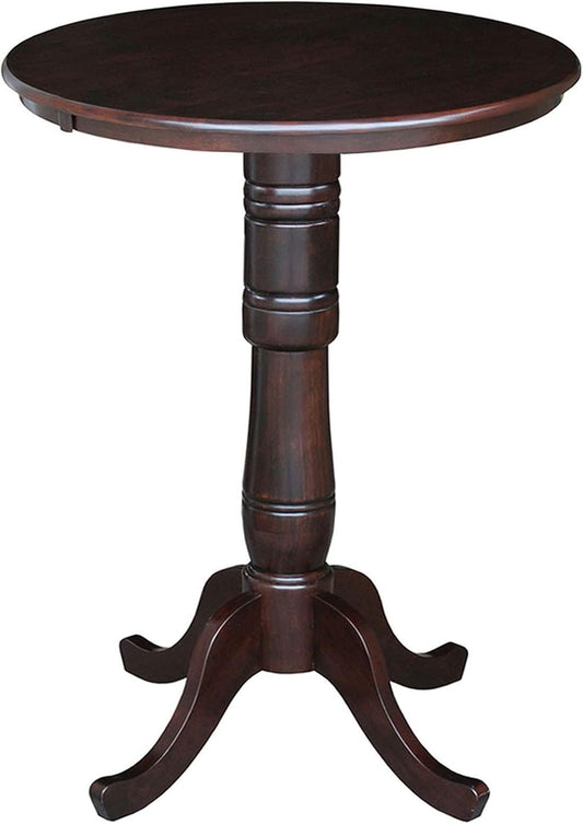 IC International Concepts 30" Round Top Pedestal Table, Bar Height-40.9", Rich Mocha