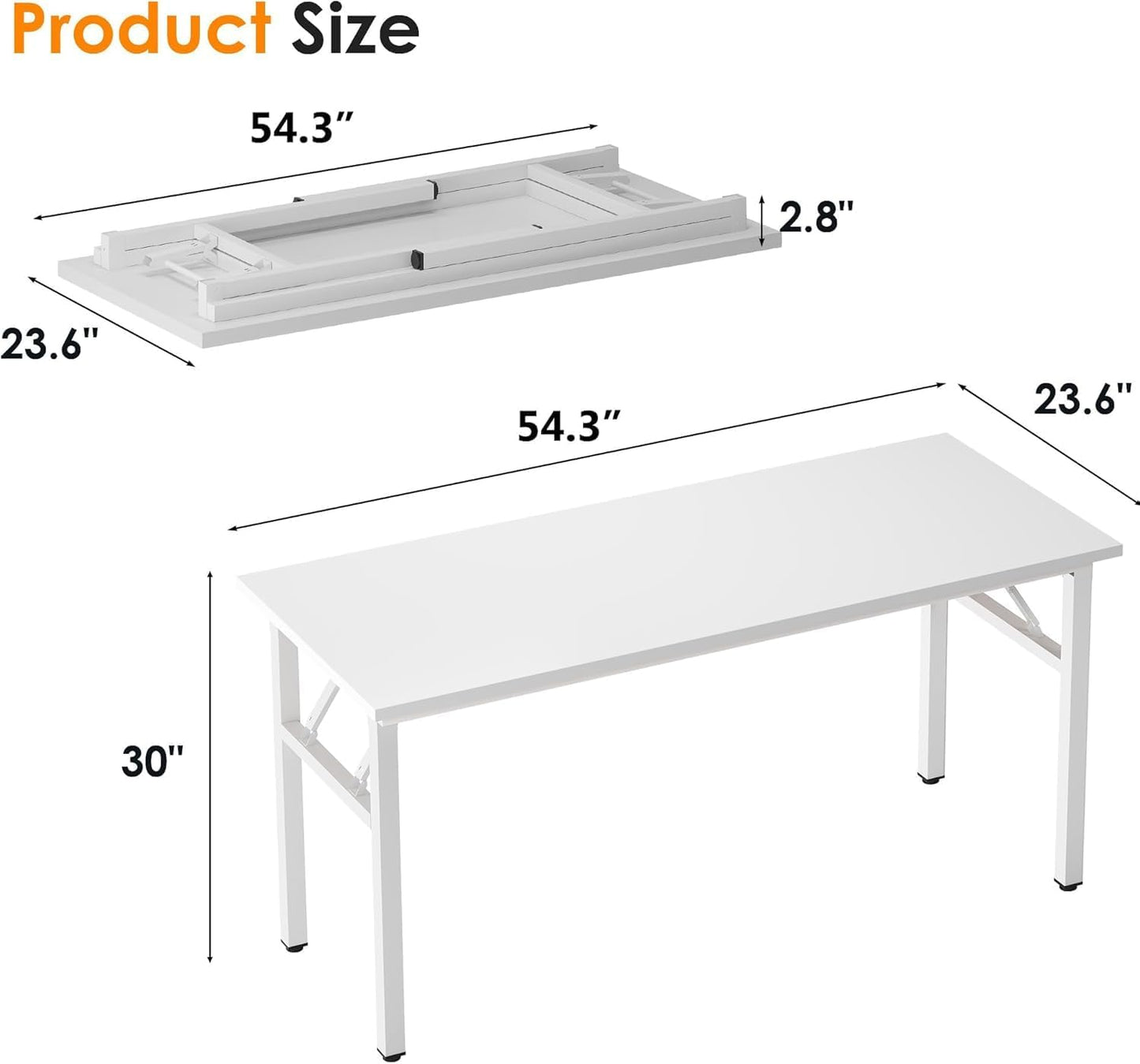 Need Office Computer Desk - 54.3L Sturdy and Heavy Duty Folding Laptop Table,Writing Table/Home Office Desk/Sewing Table,No Assembly Required (White) AC5DW138