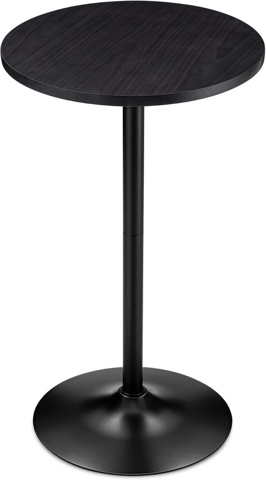 Glitzhome 39.5" H Round Bar Table Pub Table, Wood Top with Metal Leg and Base, Charcoal Gray Walnut Veneer Finish Bar Height Cocktail Table for Kitchen Island,Bistro,Restaurant (Charcoal Gray)