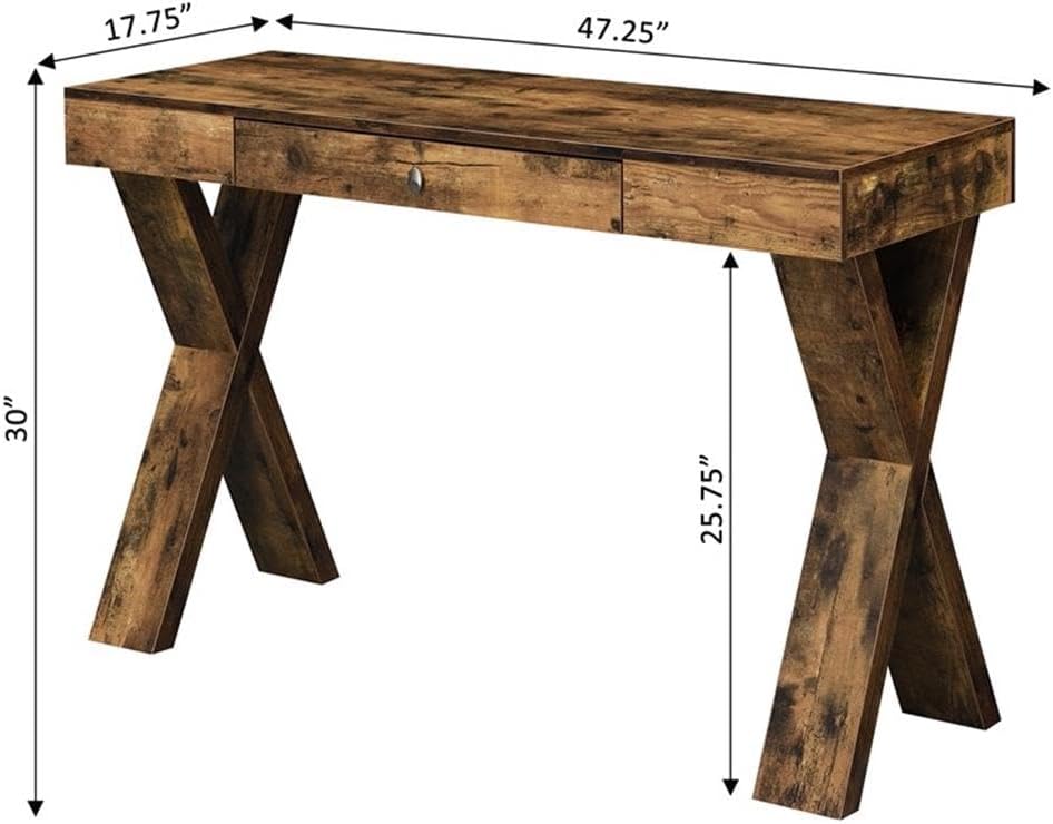 Convenience Concepts Newport 1 Drawer Desk, Barnwood