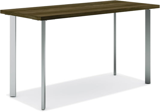 HON Coze Home Office Desks, Sturdy Table Computer Desk, 54", Walnut Top, Silver Base
