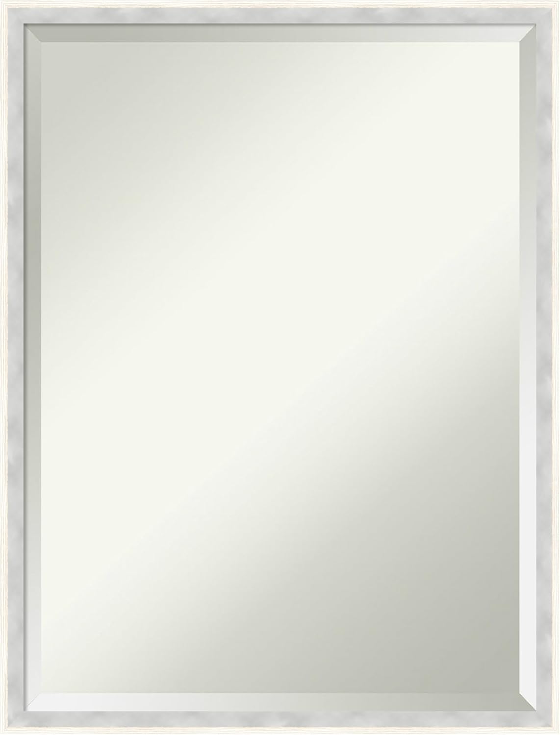 Amanti Art White Bathroom Mirror for Over Sink, 25x19 Paige White Silver Rectangle Vanity Mirror, Medium Modern Contemporary Wood Frame, Hangs Horizonally and Vertically, Bathroom Wall Decor, Beveled