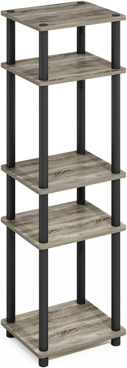 Furinno Turn-N-Tube Easy Assembly Stackable Standing Shelf, French Oak/Black
