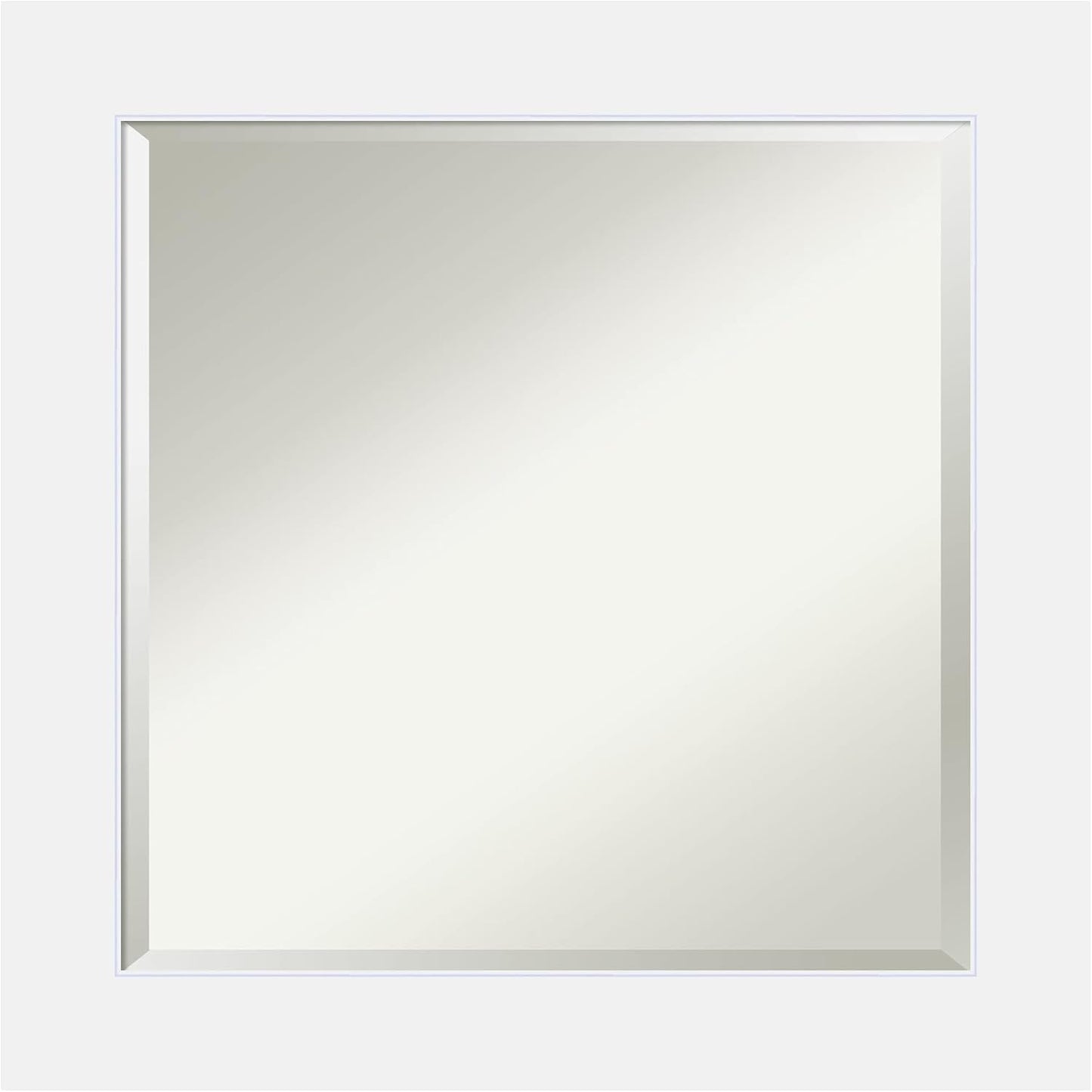 Amanti Art White Bathroom Mirror for Over Sink, 25x25 Corvino White Square Vanity Mirror, Medium Modern Contemporary Wood Frame, Hangs Horizonally and Vertically, Bathroom Wall Decor, Beveled Edge