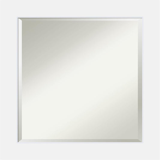 Amanti Art White Bathroom Mirror for Over Sink, 25x25 Corvino White Square Vanity Mirror, Medium Modern Contemporary Wood Frame, Hangs Horizonally and Vertically, Bathroom Wall Decor, Beveled Edge