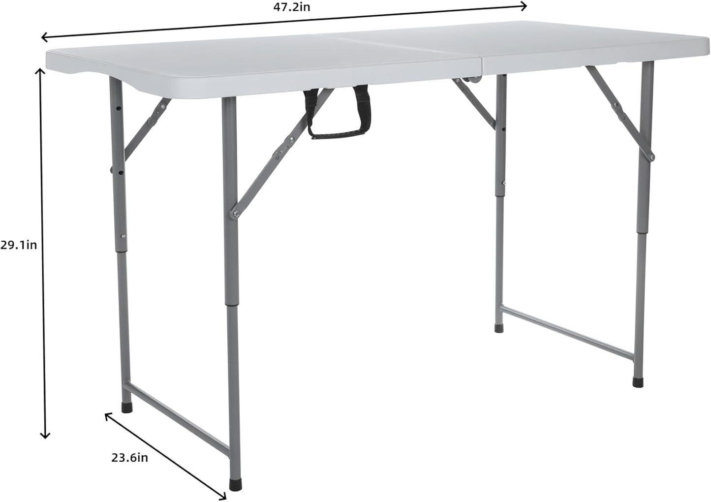 4ft Plastic Folding Table, Kids Folding Activity Table for Classrooms and Home,Indoor Outdoor Heavy Duty Portable Handle, Lock for Picnic, Party, Pong, Camping - White (4ft)