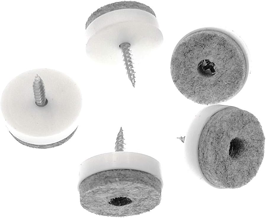 ALIMITOPIA 40pcs Screw-on Furniture Felt Pad Chair Glide Slider Hardwood Floor Protector for Wooden Leg Feet of Chair Table Furniture(Φ20mm or 0.8";White)