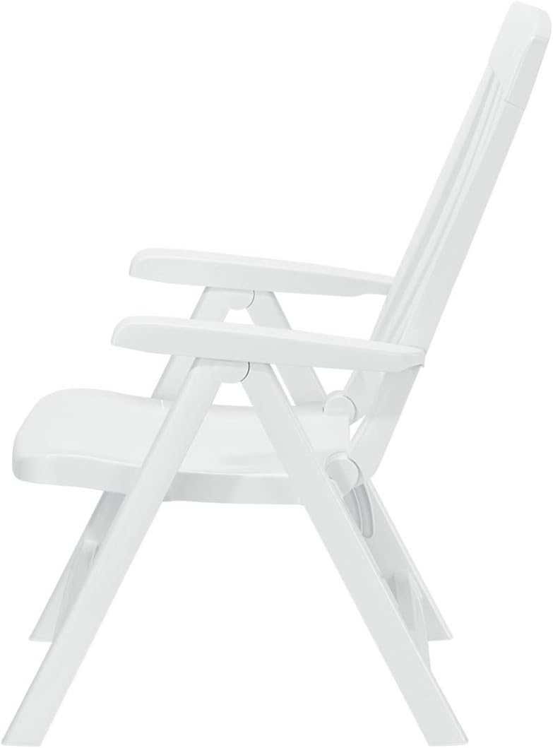 KETTLER White Plastic Lawn Chair, Premium German Made Folding Armchair, Contoured Seat with Multiple Positions, Outdoor Patio Furniture 4-Position Folding Chair Snow-White