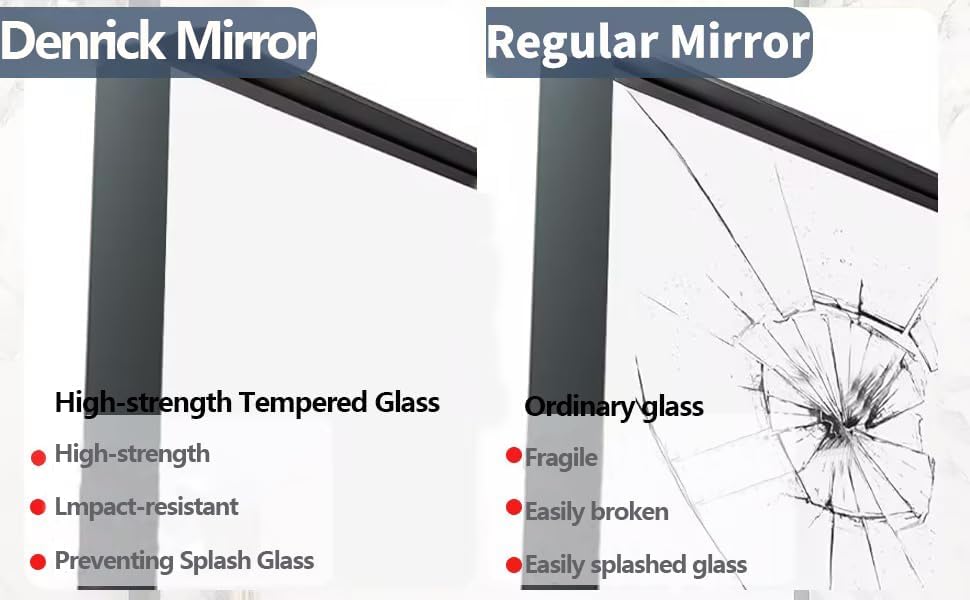 Brushed Metal Thick Frame Bathroom Mirror 30 x 30 Inch Metal Frame Black Rectangular Wall Mirror Matte Black Vanity Mirrors Square Corner, Modern Rectangle Mirrors(Horizontal/Vertical)