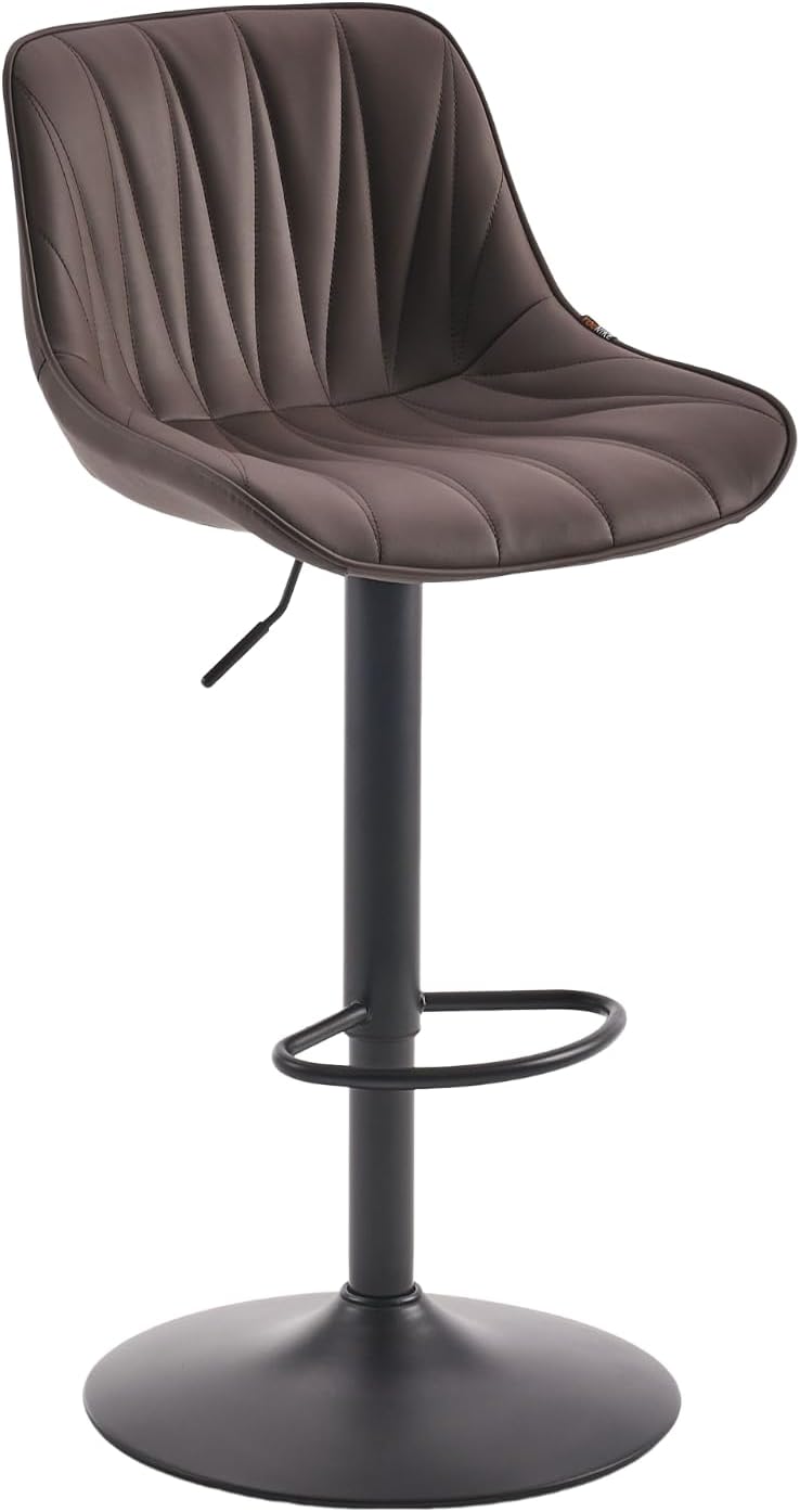 YOUNIKE Bar Stools Set of 2, Faux Leather Padded Bar Stool Counter Height Swivel Bar Chairs, Adjustable Barstools with Back for Kitchen Island, Modern Tall Bar Stools with 300LBS Support, Brown