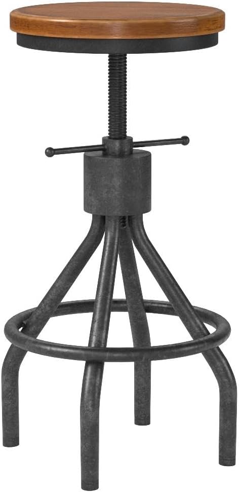 Set of 2 Industrial Bar Stool-Vintage Counter Dining Chair-Swivel Stools-Tall Height Adjustable 22-33"