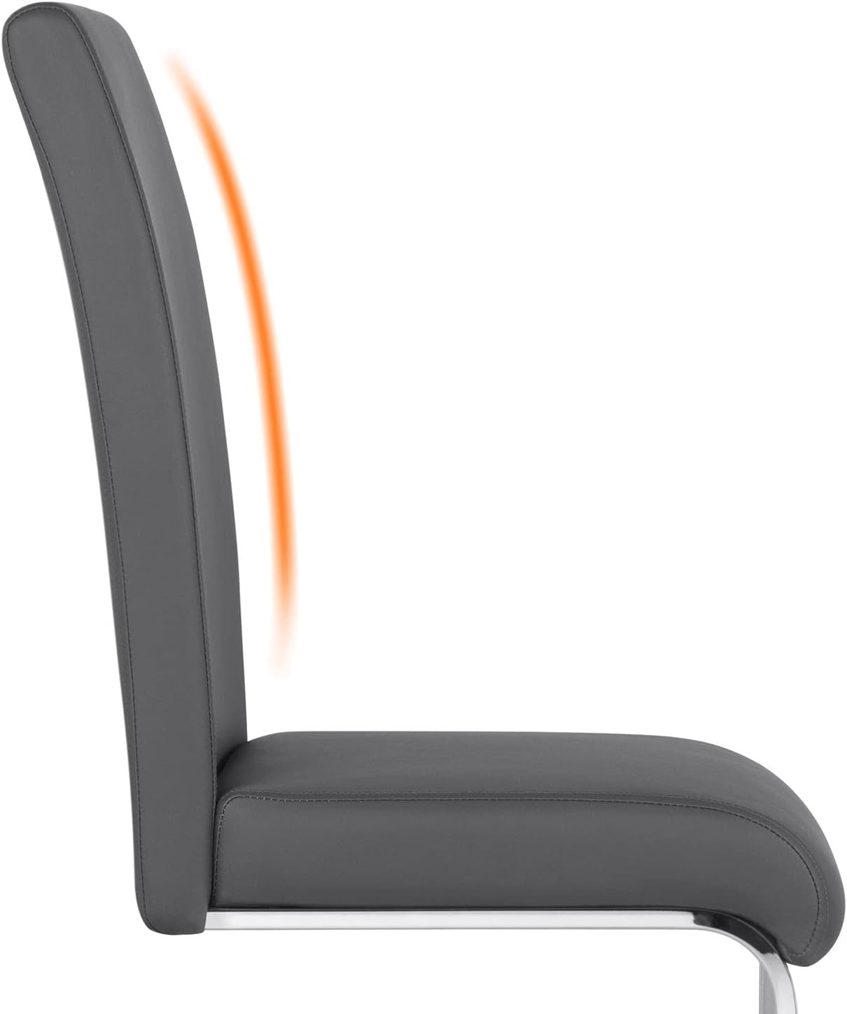 Yaheetech Dining Chairs Set of 6 Modern Faux Leather Upholstered Dining Room Chairs with High Back and Metal Chrome Legs for Kitchen/Living Room/Restaurant, Dark Gray