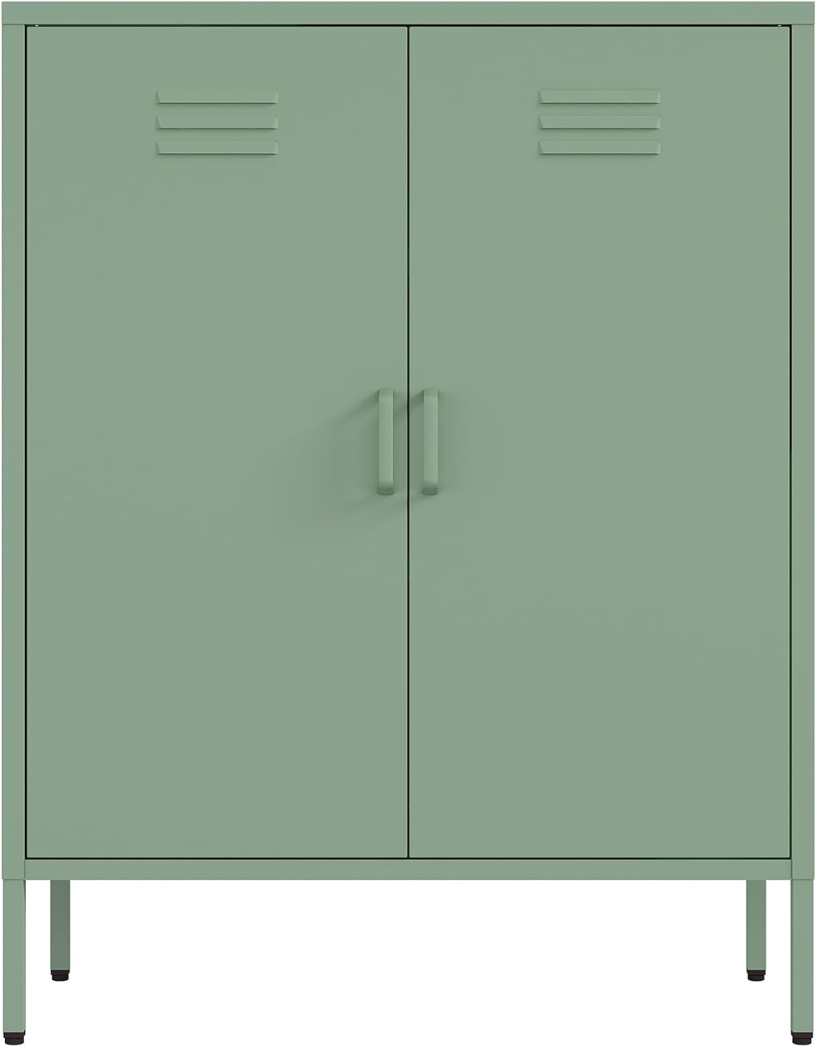 Manhattan Comfort Naomi Modern Metal Accent Cabinet, Minimalist Storage Cabinet with Doors & Adjustable Shelves, Vented Doors, Sturdy Steel Build, Versatile & Multi-Purpose Home Furniture, Green