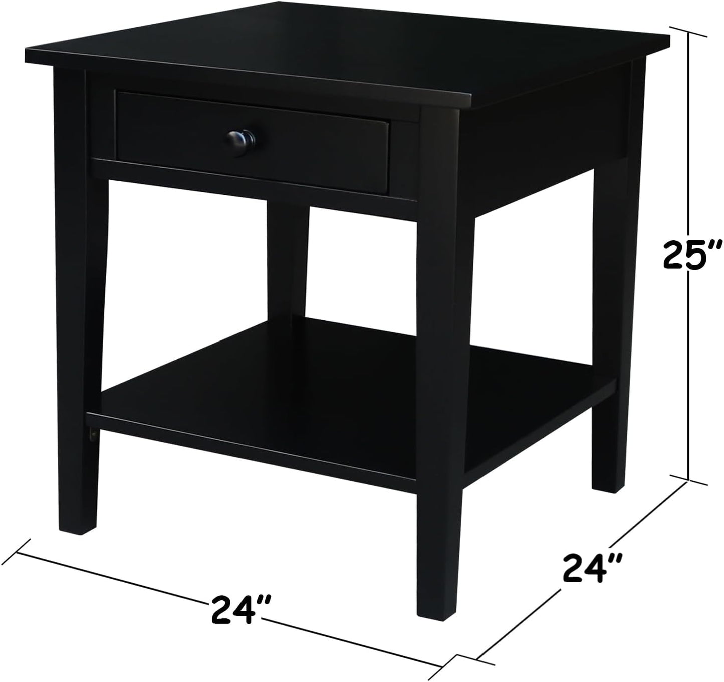 IC INTERNATIONAL CONCEPTS Solid Wood Spencer End Table, Black