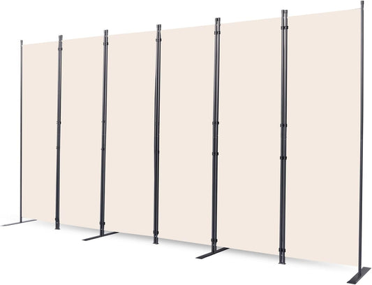 Room Divider, 6 Panel Folding Privacy Screens with Wider Support Feet, 6 Ft Portable Room Partition for Room Separator, 132" W X 71" H, Beige