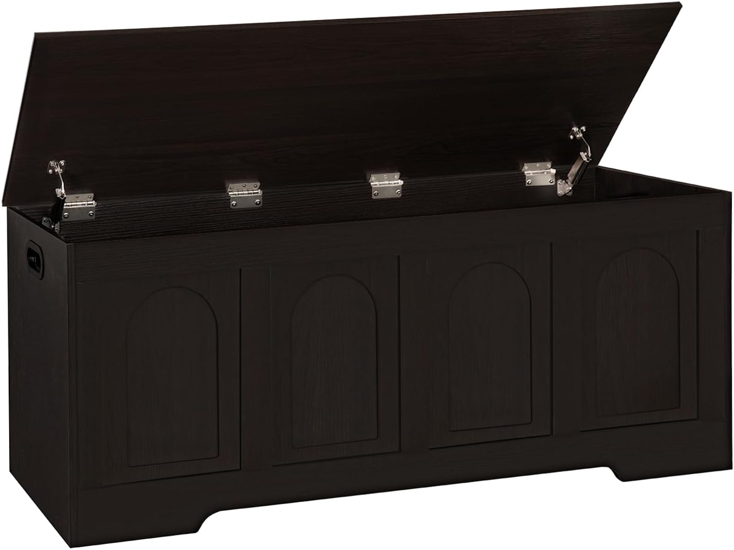 DINZI LVJ Storage Chest, 47.2”Wooden Storage Box with 2 Safety Hinges, Entryway Shoe Bench with Flip-Top, Large Trunk for Living Room, Bedroom, Easy Assembly, Espresso