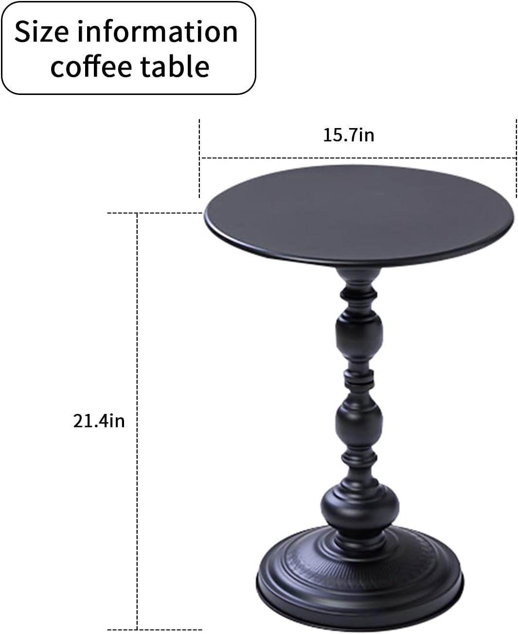 Chic Vintage Round Side Table with Elegant Roman Columns - Sturdy Metal Construction, Perfect for Coffee, End, Tea, or Leisure Use in Living Room or Bedroom Decor (Black 1 Pack)