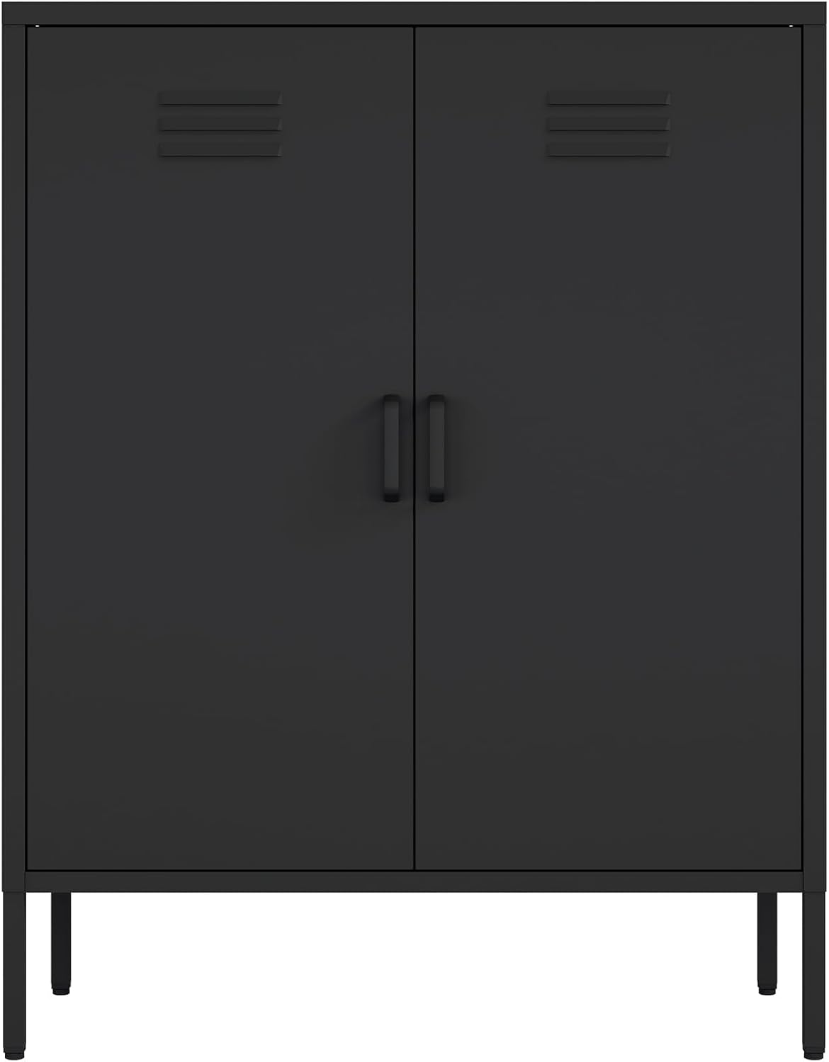 Manhattan Comfort Naomi Modern Metal Accent Cabinet, Minimalist Storage Cabinet with Doors & Adjustable Shelves, Vented Doors, Sturdy Steel Build, Versatile & Multi-Purpose Home Furniture, Black