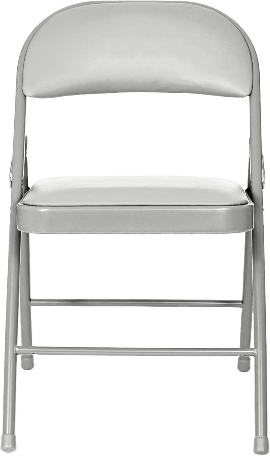 OEF Furnishings OEF950 Series Vinyl Padded Steel Folding Chairs (4-Pack, Gray)