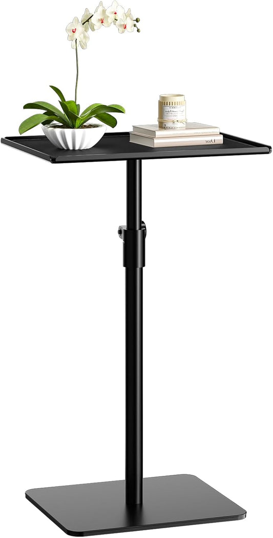 RCHYFEED Metal End Table, Height Adjustable Side Tables Living Room, Small Side Table for Small Spaces with Matte Black Tray, Square Drink Coffee Tables Sofa Table for Bedroom, Sofa Tray Table Indoor