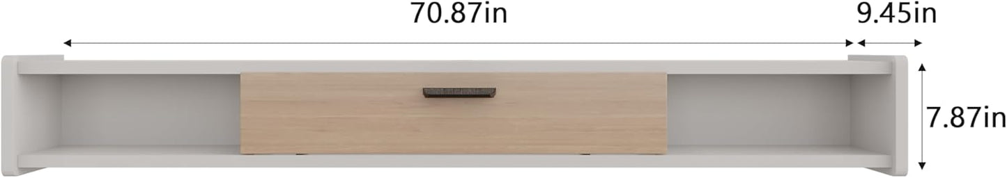 70'' Floating TV Stand,Wall Mounted TV Console,Floating TV Cabinet,Under TV Shelf for Bedroom Living Room(White)
