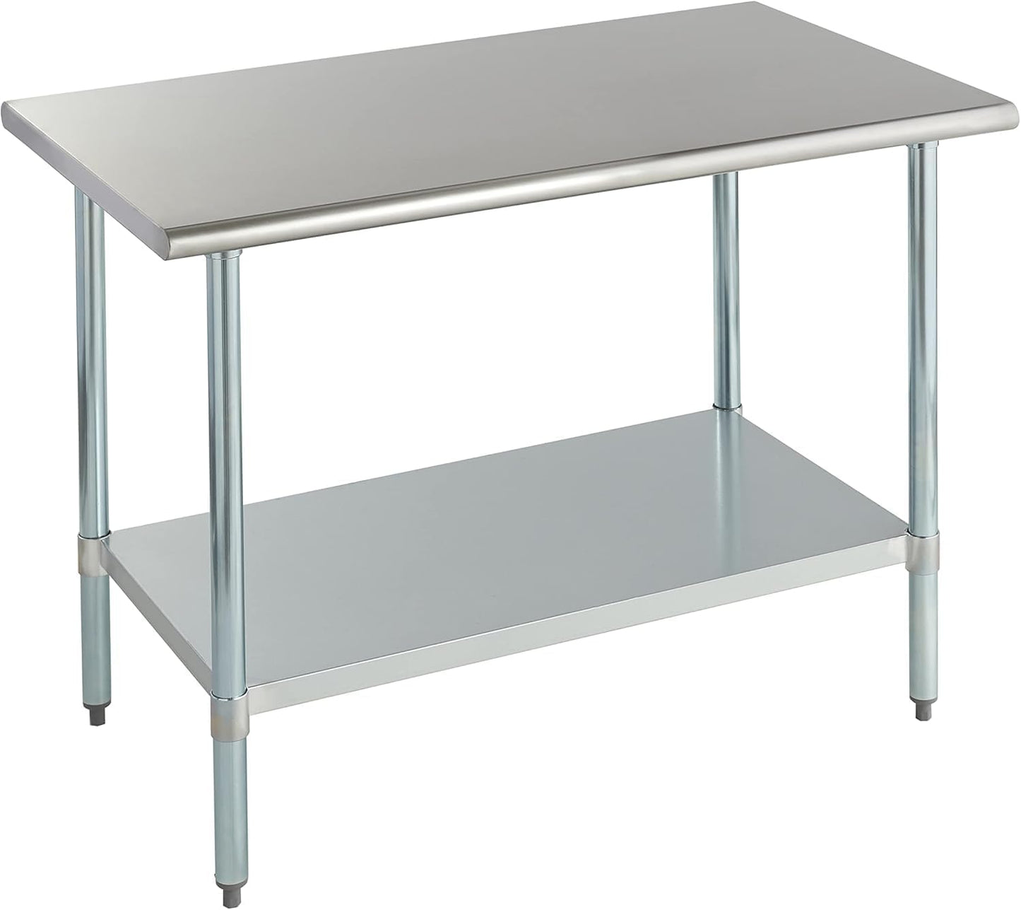 ROCKPOINT Stainless Steel Table for Prep & Work 30x48 Inches, NSF Metal Commercial Kitchen Heavy Duty Table with Adjustable Under Shelf and Table Foot for Restaurant, Home and Hotel