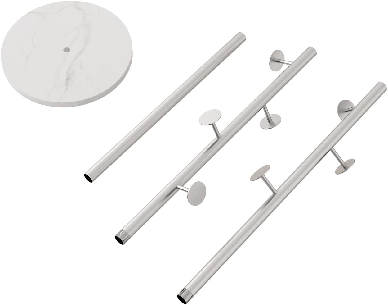 Silver Coat Racks, Metal Coat Rack Freestanding with Hooks, Entryway Coat Rack Stand, Coat Racks with Marble Base, Coat Tree for Hanging Clothes, Hats, Bags