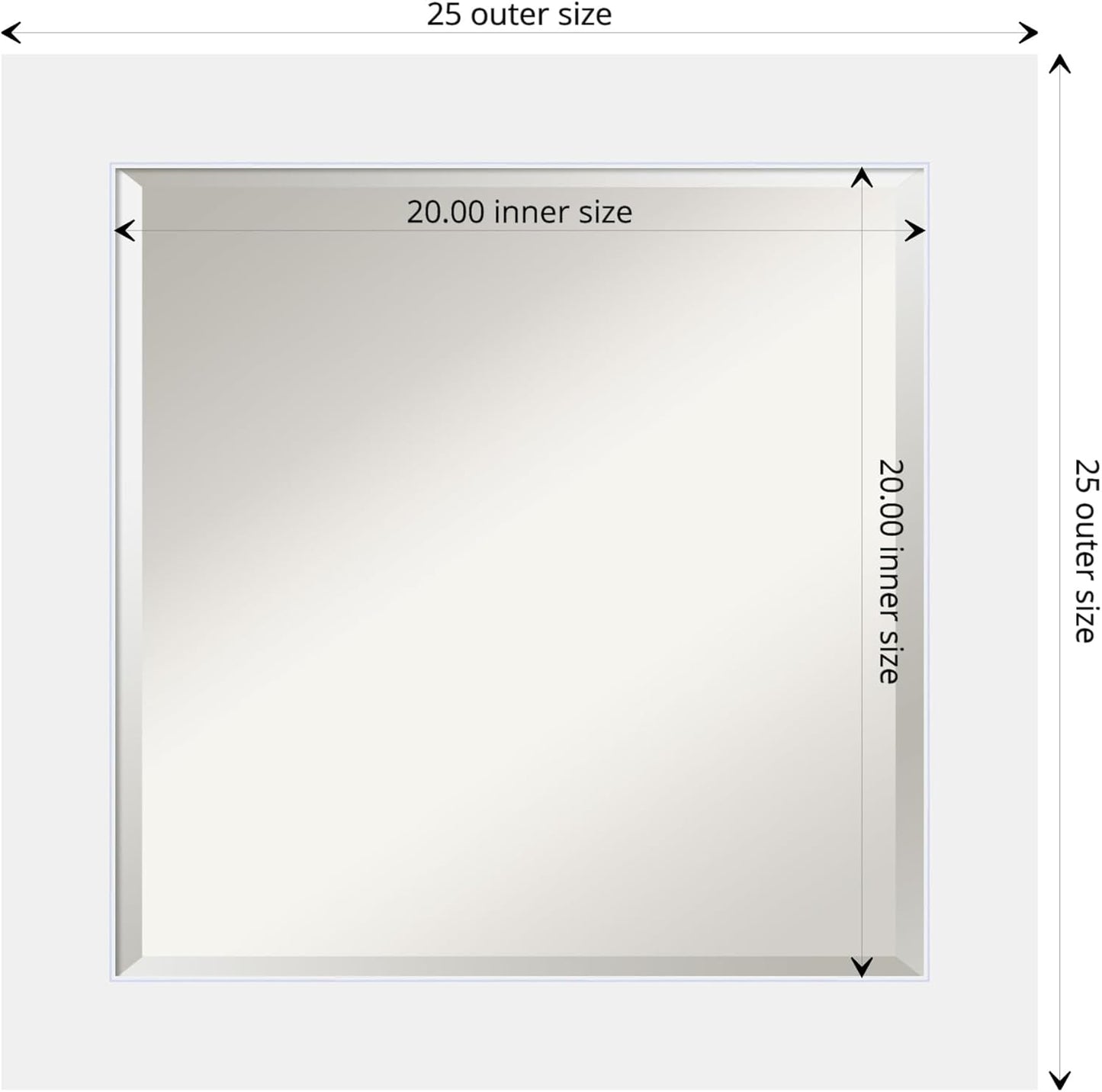Amanti Art White Bathroom Mirror for Over Sink, 25x25 Corvino White Square Vanity Mirror, Medium Modern Contemporary Wood Frame, Hangs Horizonally and Vertically, Bathroom Wall Decor, Beveled Edge