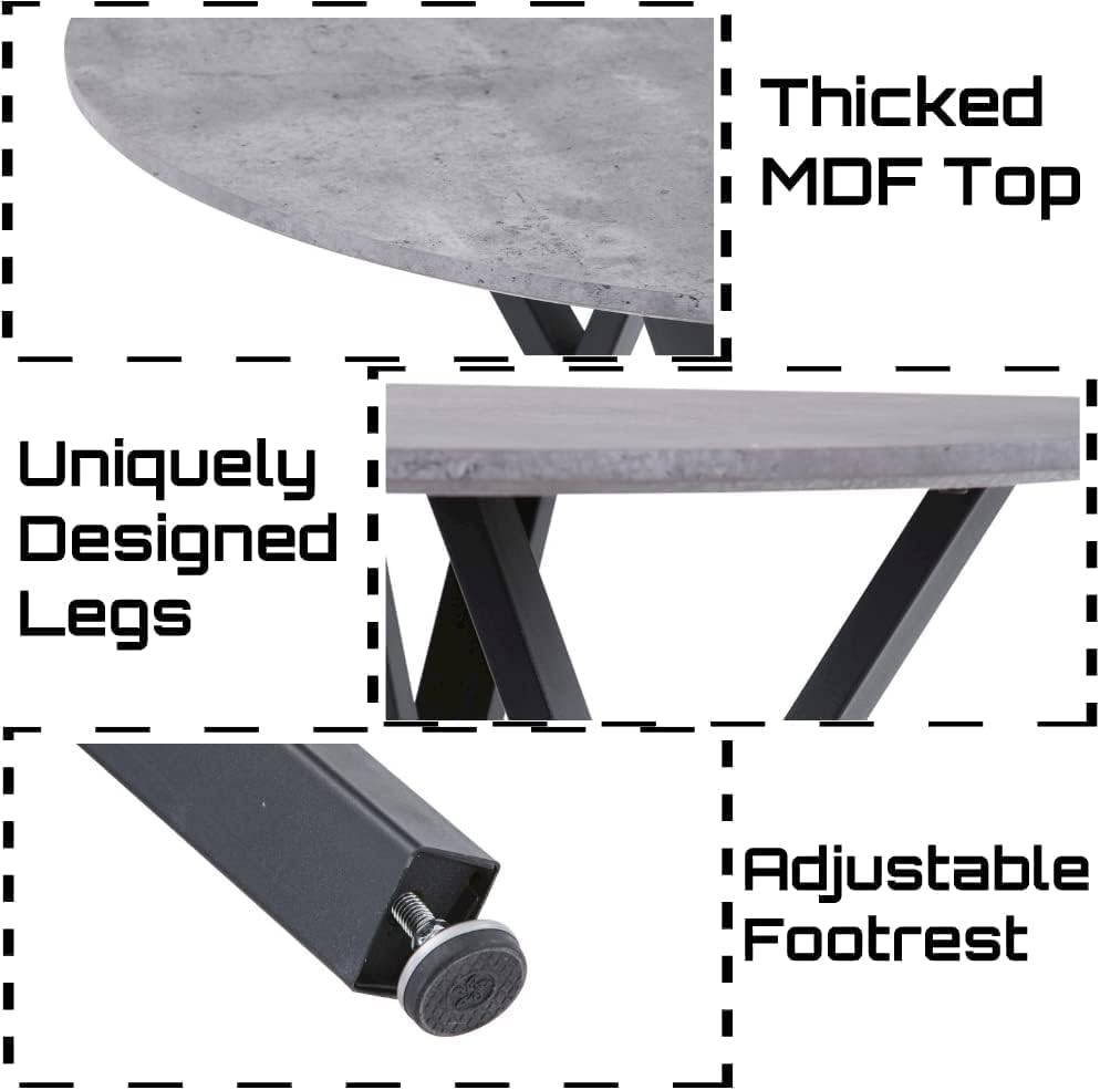 Round Dining Table with Metal Legs, 35.5 in Modern Kitchen Table Dining Room Table for Dining Room Kitchen, Grey