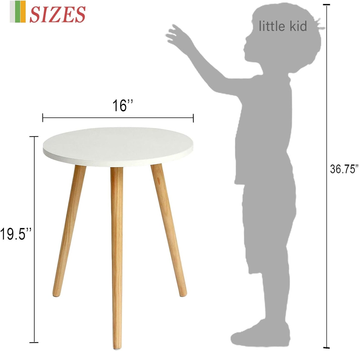 AWASEN Round Side/ End Table, Accent Nightstand Modern for Living Room Bedroom Office Small Spaces, 16''D x 19.5''H (White)