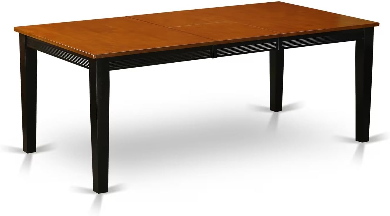 East West Furniture QUNI9-BCH-W 9 Piece Dining Room Table Set Includes a Rectangle Kitchen Table with Butterfly Leaf and 8 Dining Chairs, 40x78 Inch, Black & Cherry