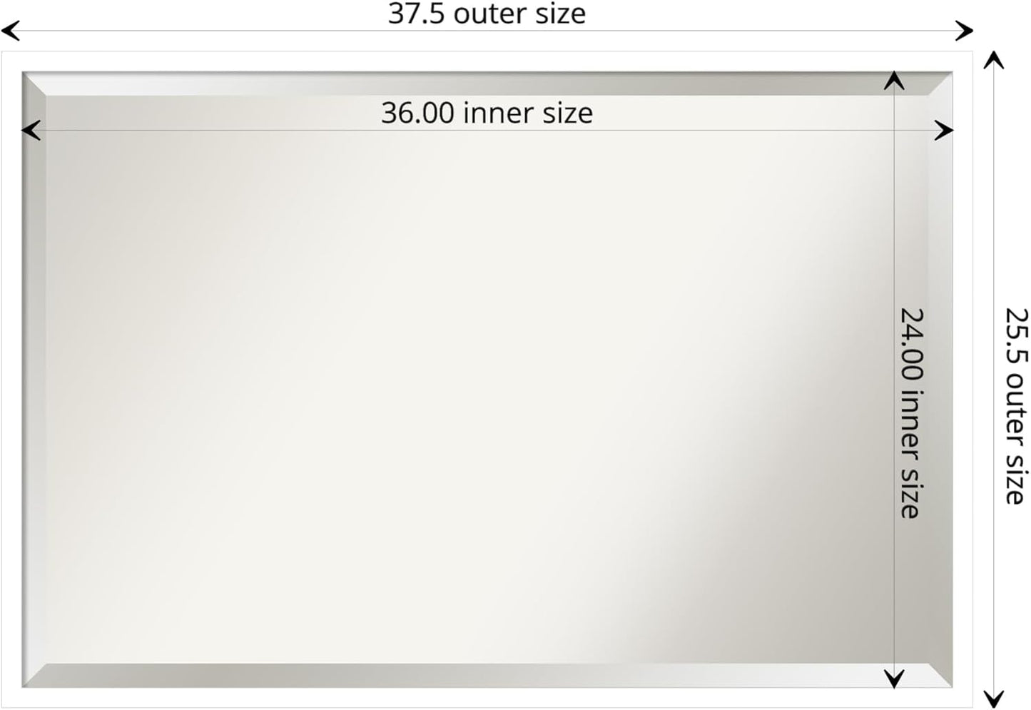 Amanti Art White Bathroom Mirror for Over Sink, 26x38 Svelte White Rectangle Vanity Mirror, Large Modern Contemporary Wood Frame, Hangs Horizonally and Vertically, Bathroom Wall Decor, Beveled Edge