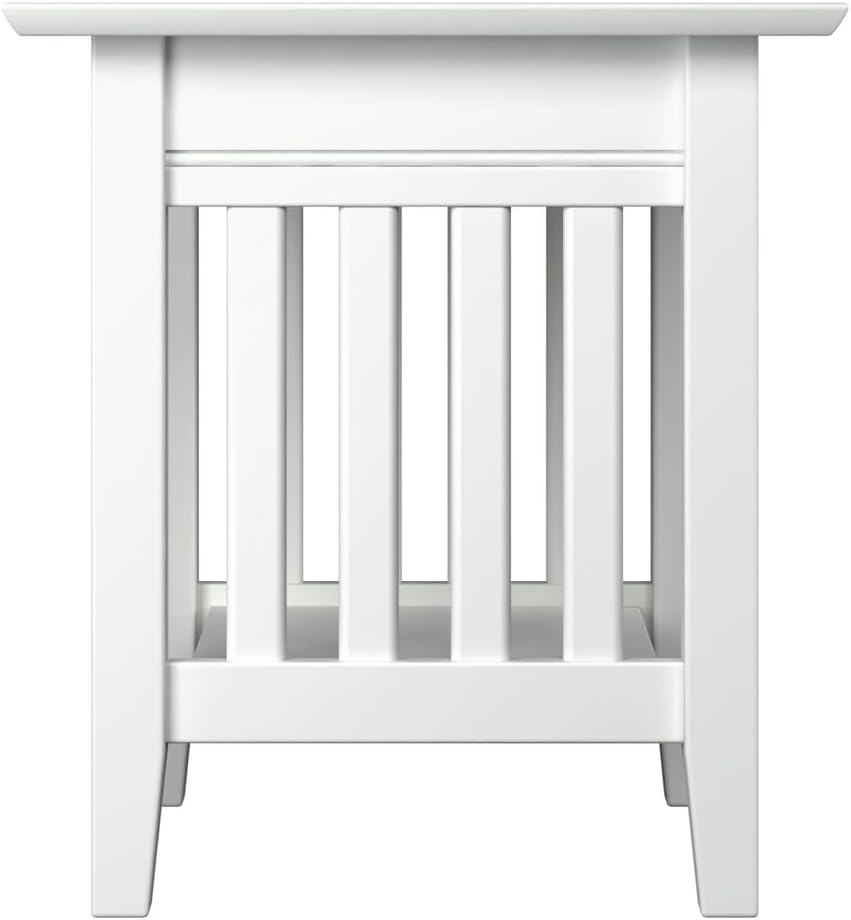 AFI, Mission End Table with Charging Station, White