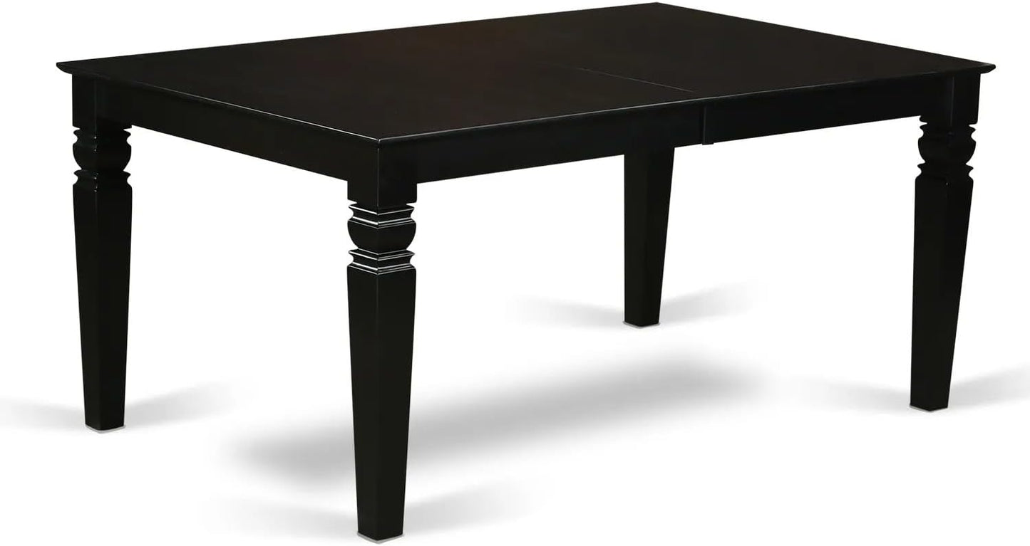 East West Furniture LGX29-BLK-30 -9 Piece Dining Set Includes a Rectangular Kitchen Table with Black Tabletop and 8 Stackable Polyester Fabric Chairs, Black