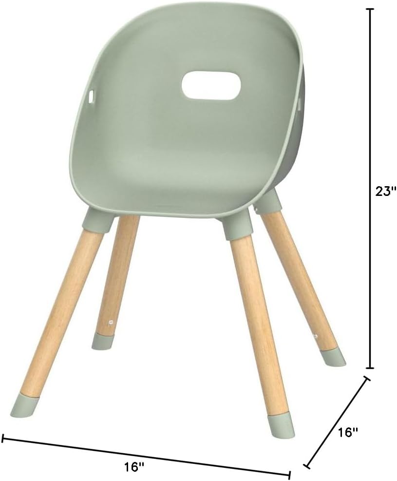 Lalo The Play Chair, Wooden and Non-Toxic Plastic Kids and Toddler Chair - Sturdy Bucket Seat and Easy to Clean Kids Chair with up to 200 lb. Weight Capacity, Set of 2 - Sage