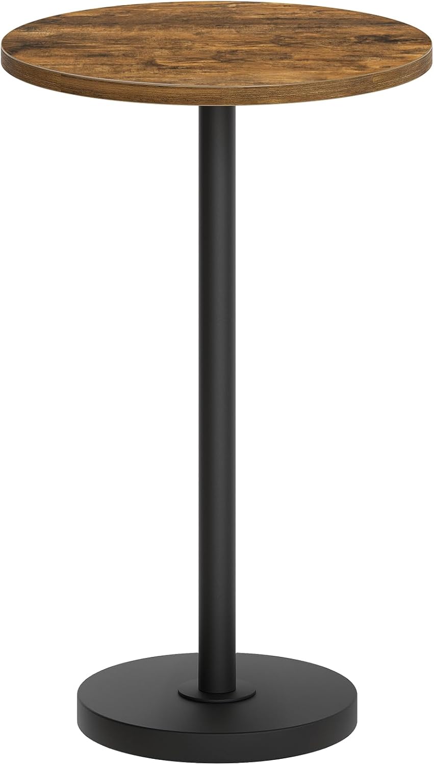 Round Side End Table for Small Spaces, Pedestal Style Martini Drink Side Table in Living Room, Bedroom, Dormitory, Rustic Brown and Black ET30BR