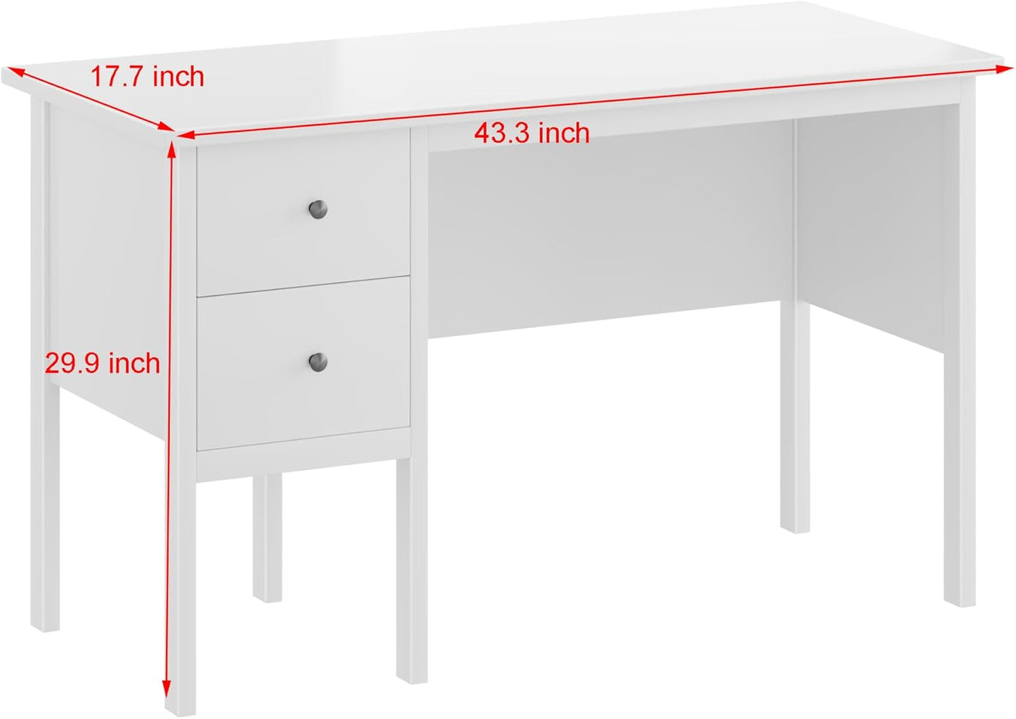 BHG Computer Desk with Drawers,Modern White Home Office Desk with Storage Filing Cabinet, Vanity Desk Makeup Dressing Table for Bedroom,Small Writing Table PC Desks for Study(White, 43.3")