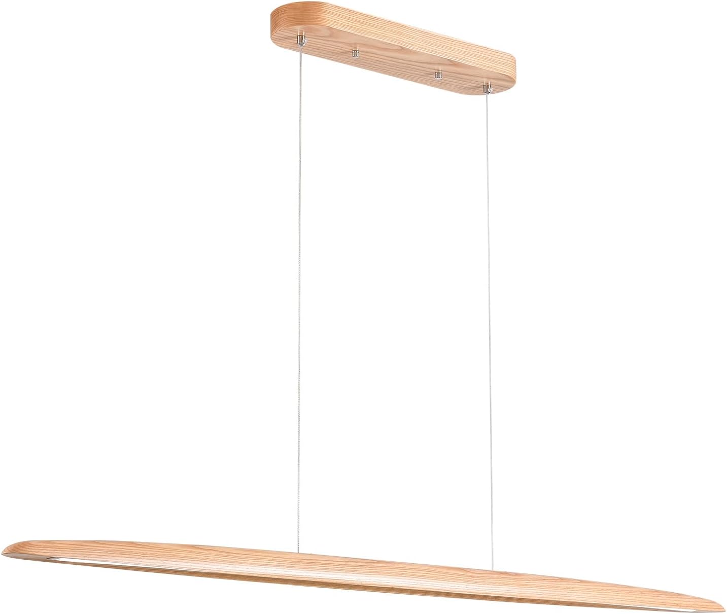 71" 40W Wood LED Linear Pendant Light Fixture Led Dining Room Light Dimmable Hanging Light Fixture for Dining Room Kitchen Island Pool Table Lights Natural Ash