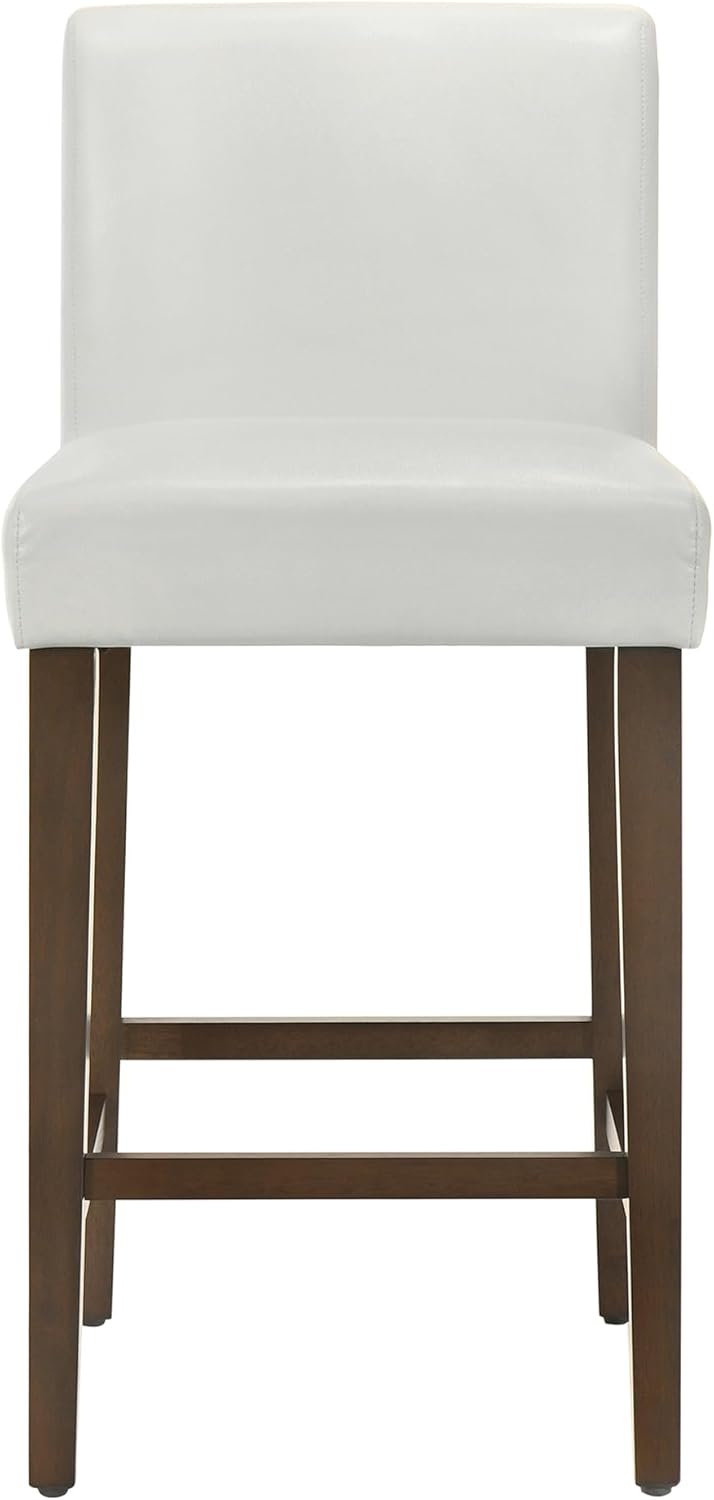 CHITA Counter Height Bar Stools Set of 2, 27" H Seat Height Upholstered Barstools, PU Leather in White